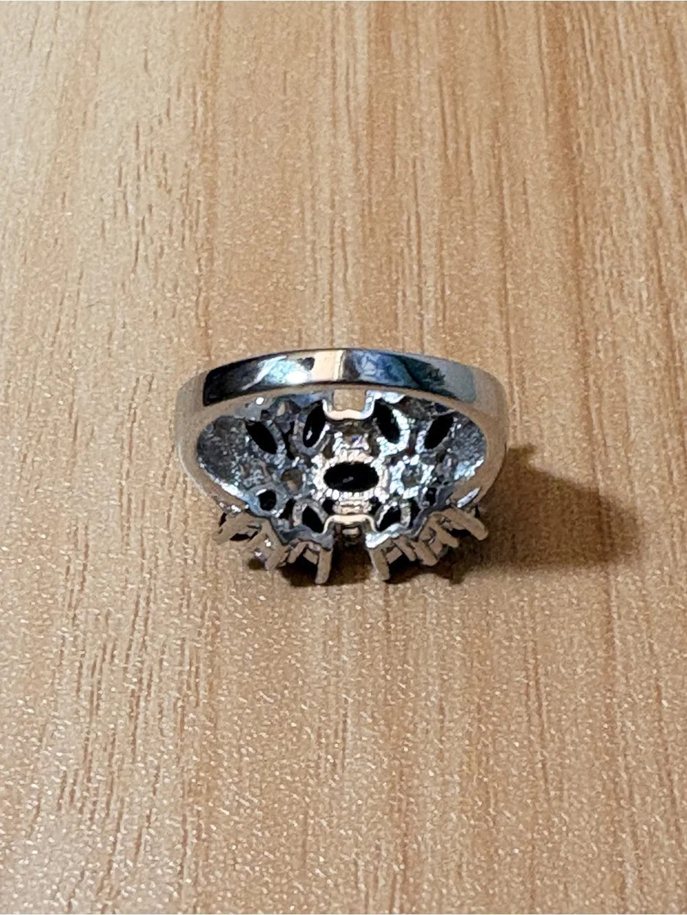 Whimsygoth 925 Silver RING Black Clear Cubic Zirconia Floral Cottagecore SZ 8